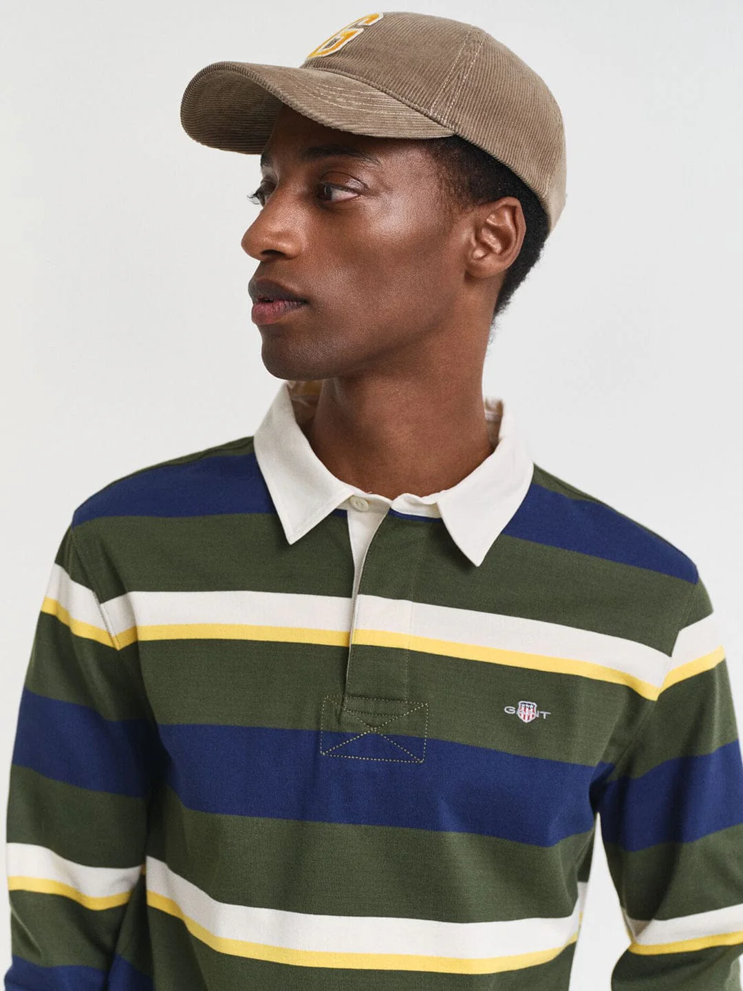 Gant Men Green Striped Polo Tshirt - Image 7