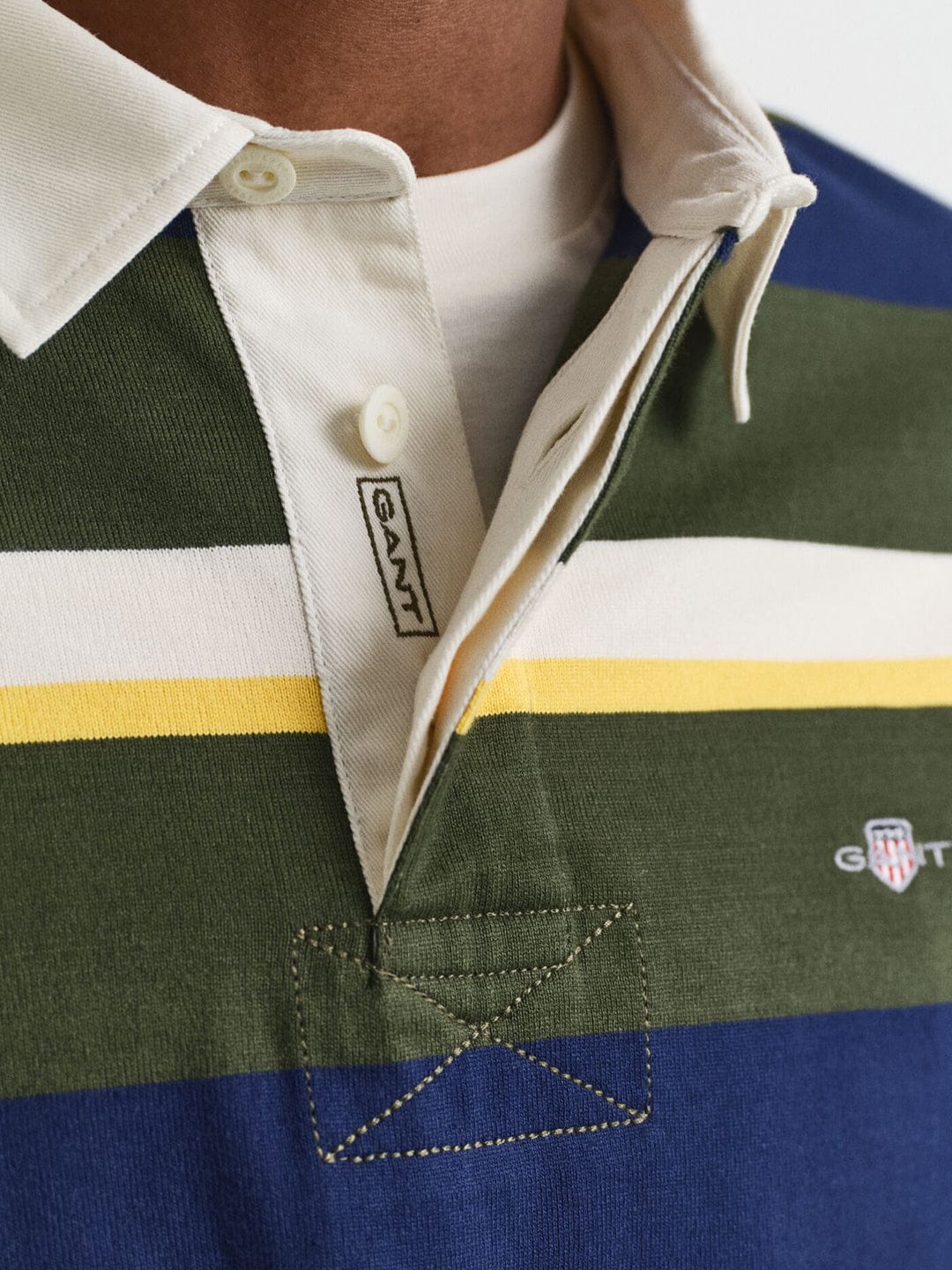 Gant Men Green Striped Polo Tshirt - Image 8