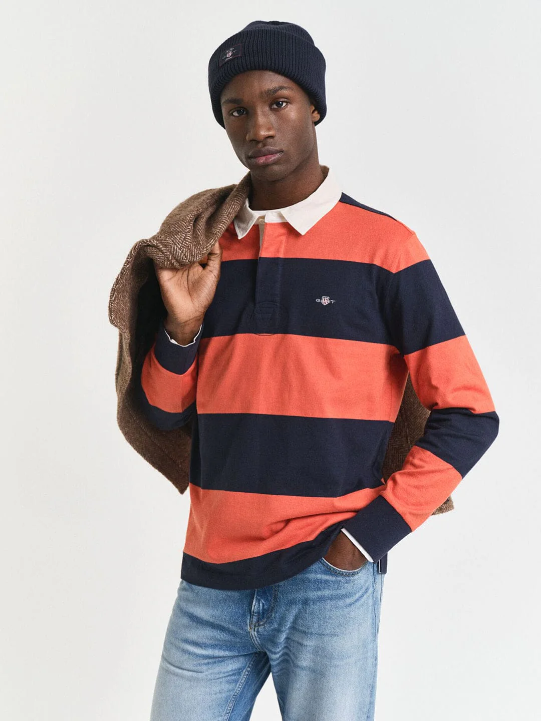 Gant Men Blue Striped Polo Tshirt