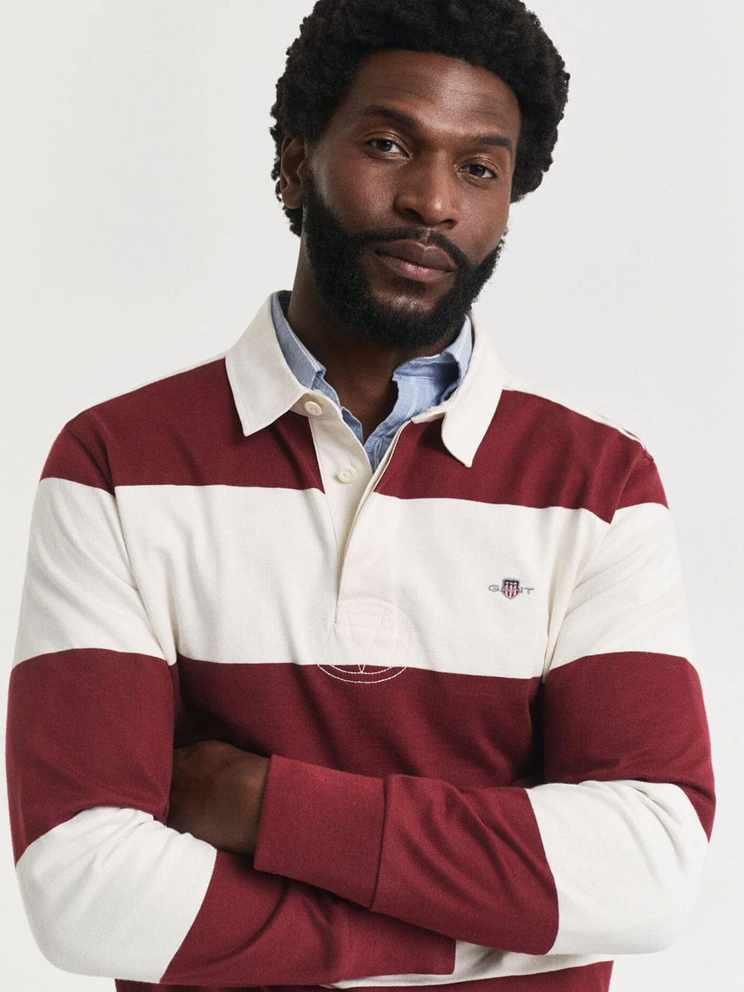 Gant Men Blue Striped Polo Tshirt - Image 2