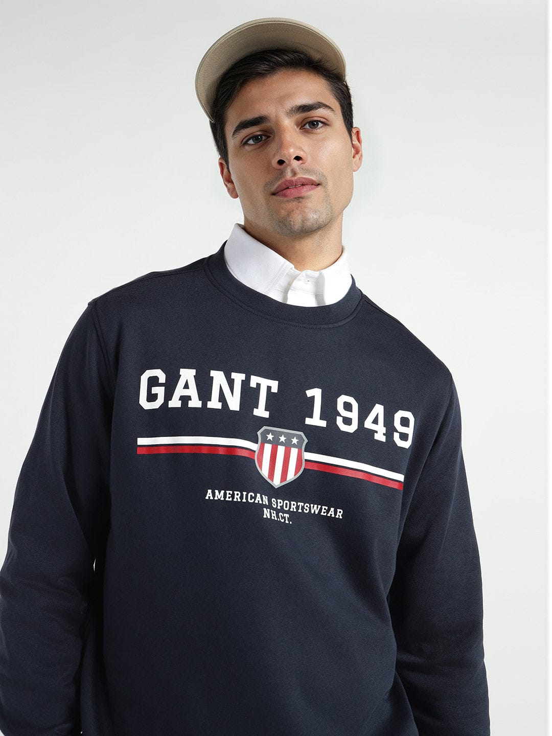 Gant Men Blue Printed Crew Neck Sweatshirt - Image 4