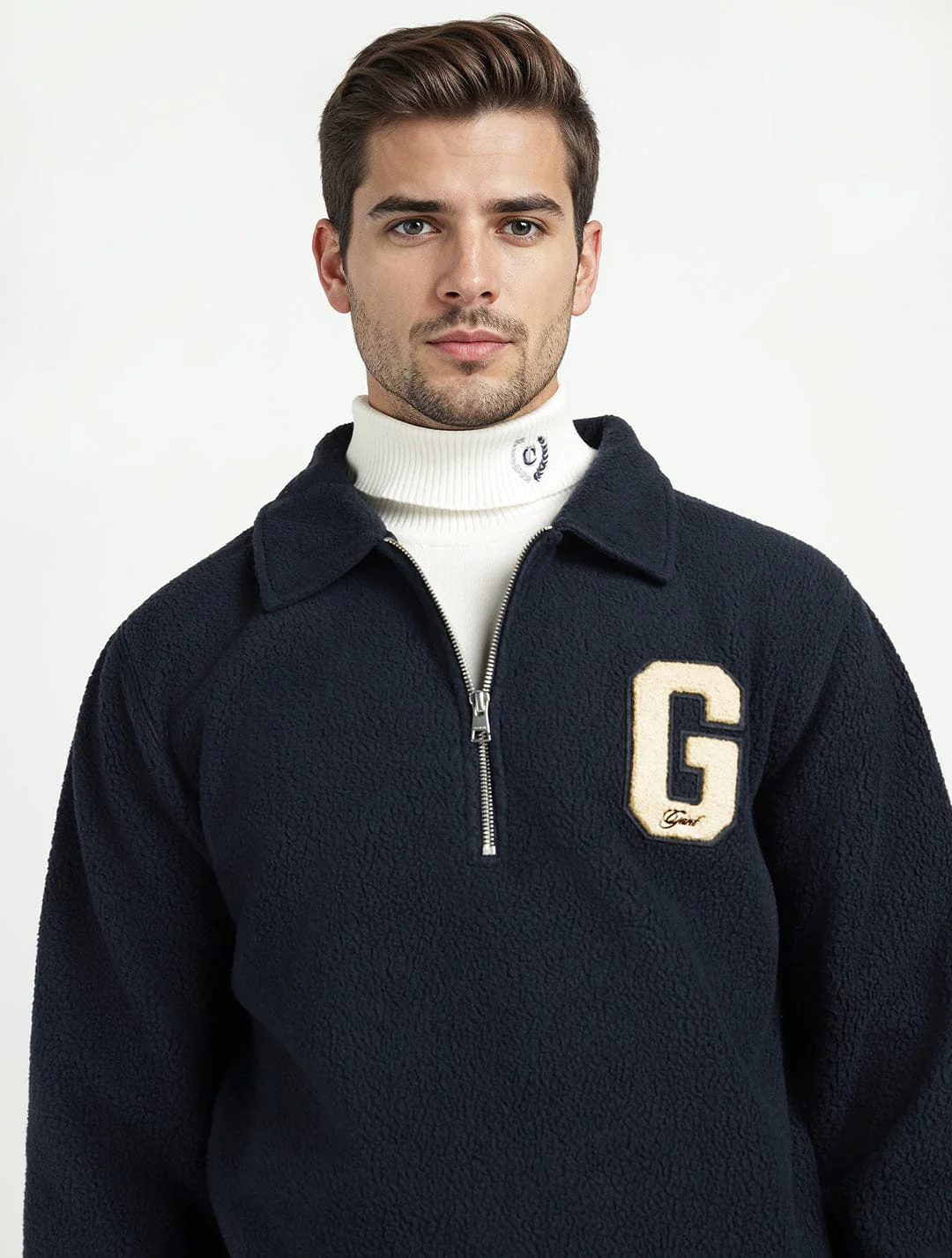 Gant Men Blue Solid Collar Sweatshirt - Image 4
