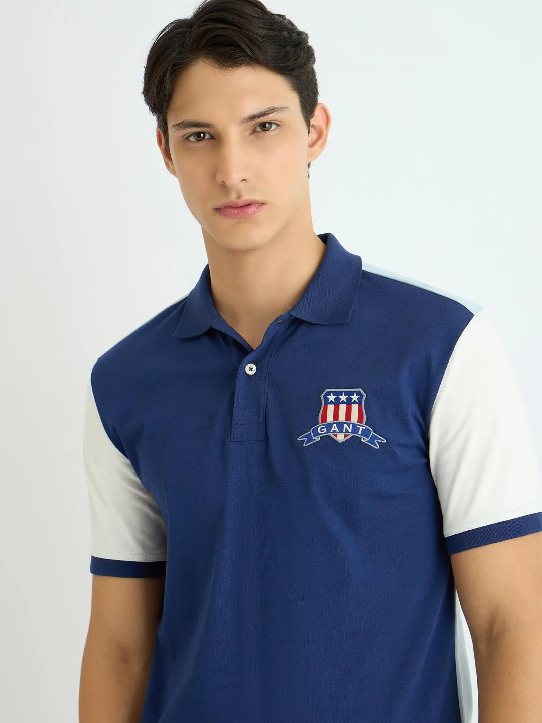 Gant Men Blue Coloublocked Polo Tshirt - Image 2