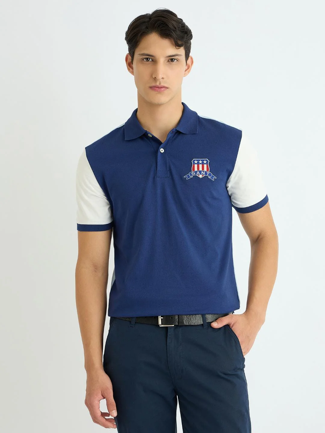 Gant Men Blue Coloublocked Polo Tshirt - Image 4