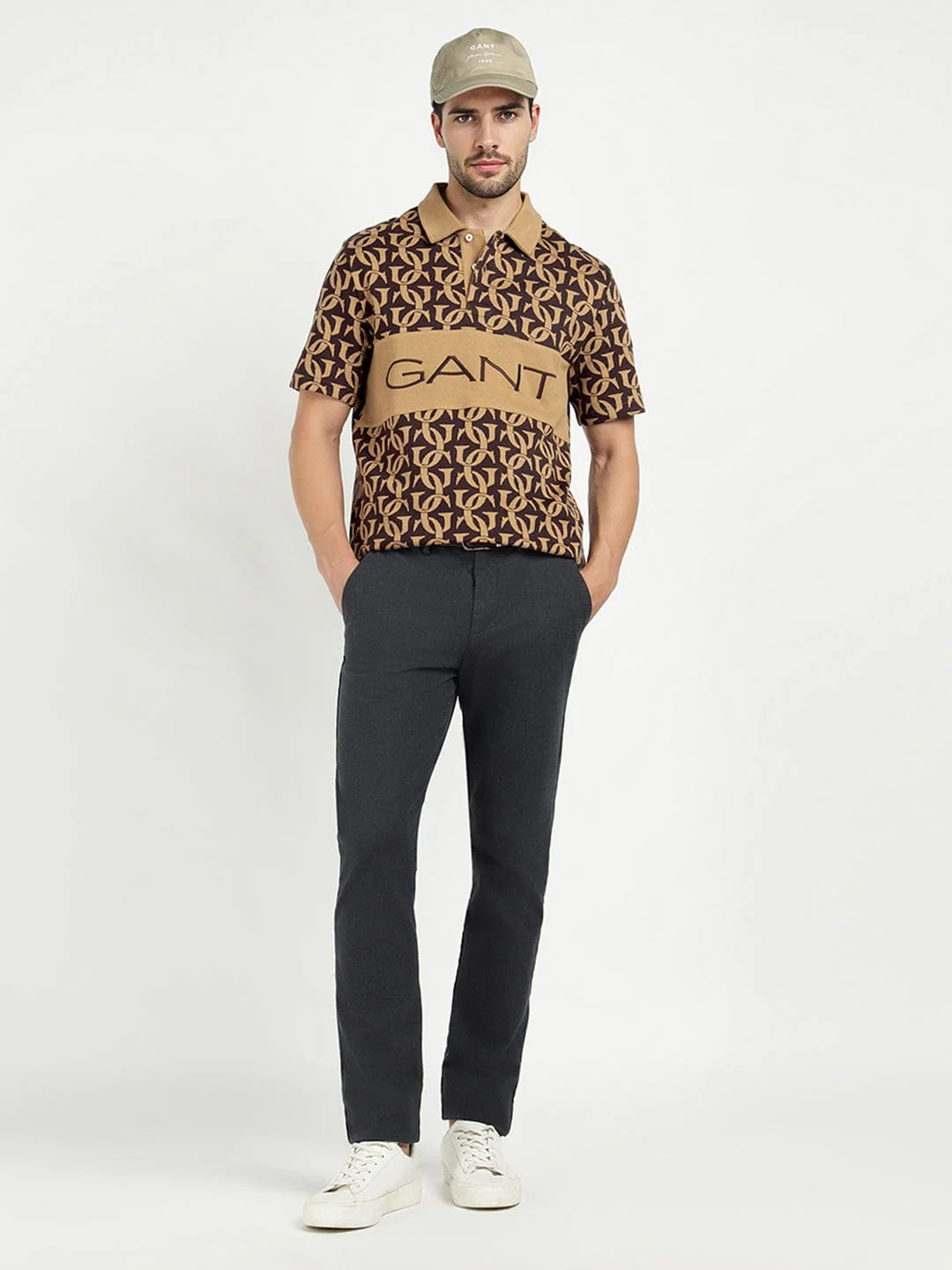 Gant Men Khaki Printed Polo Tshirt - Image 2