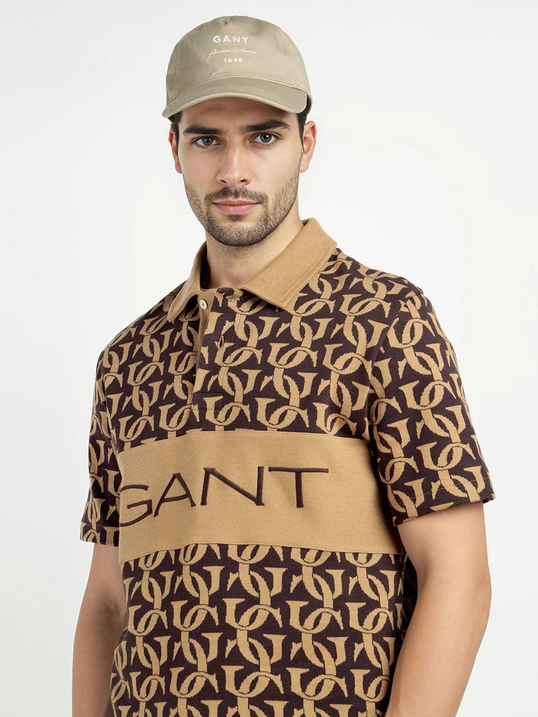 Gant Men Khaki Printed Polo Tshirt - Image 4