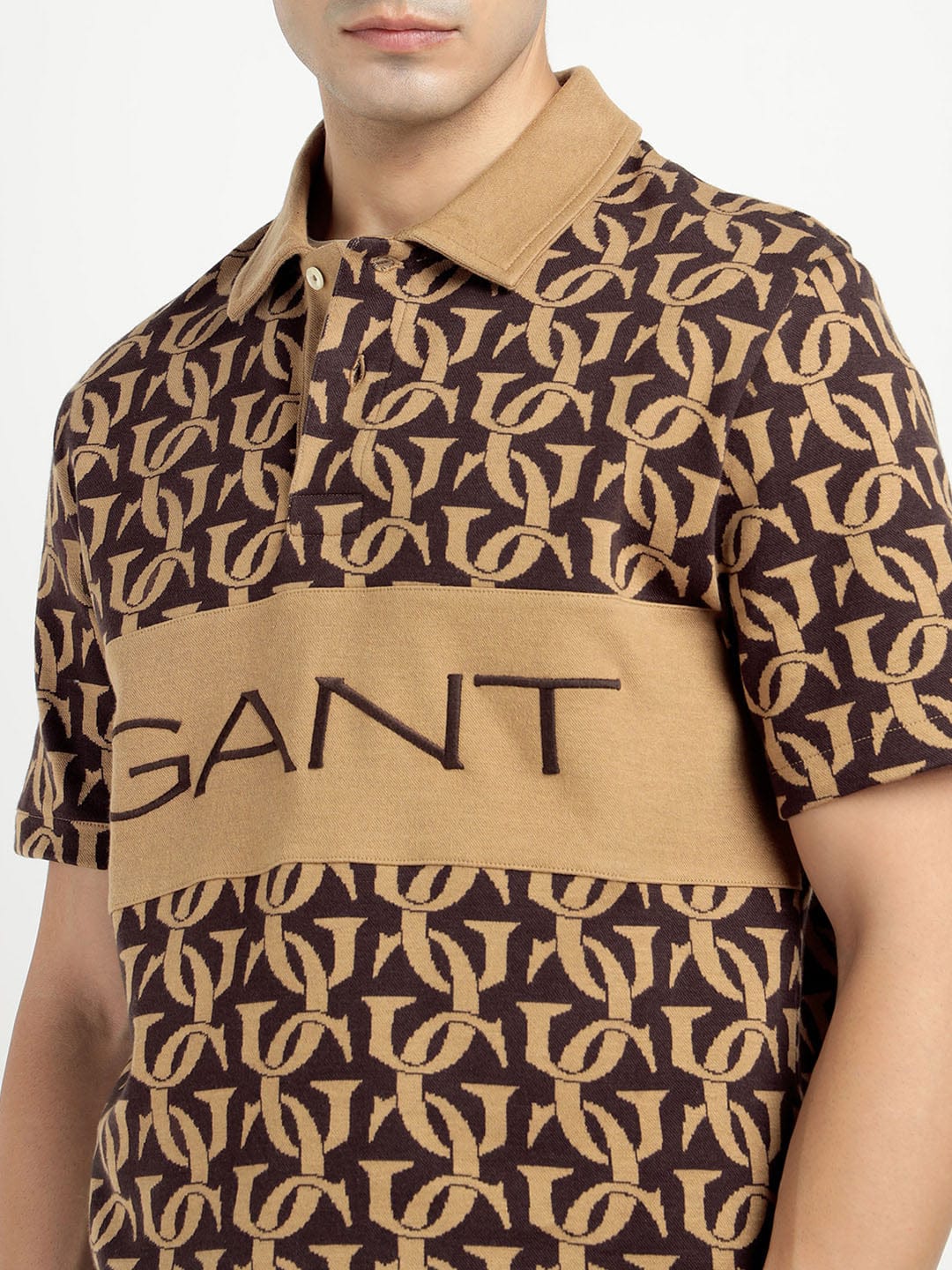 Gant Men Khaki Printed Polo Tshirt - Image 5