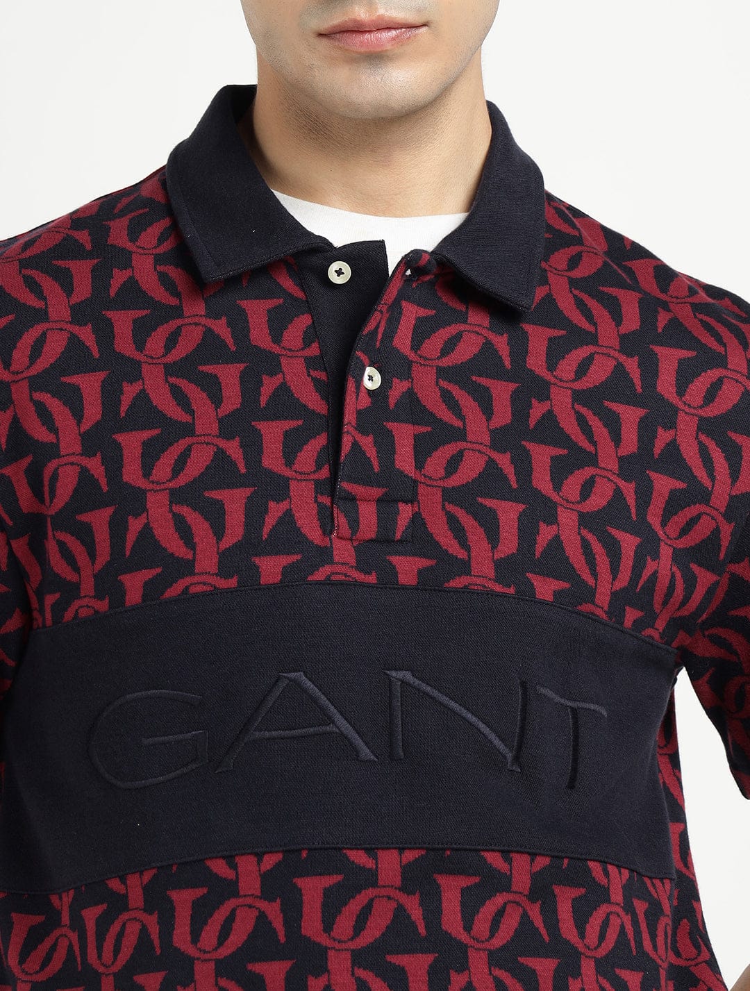 Gant Men Blue Printed Polo Tshirt - Image 6