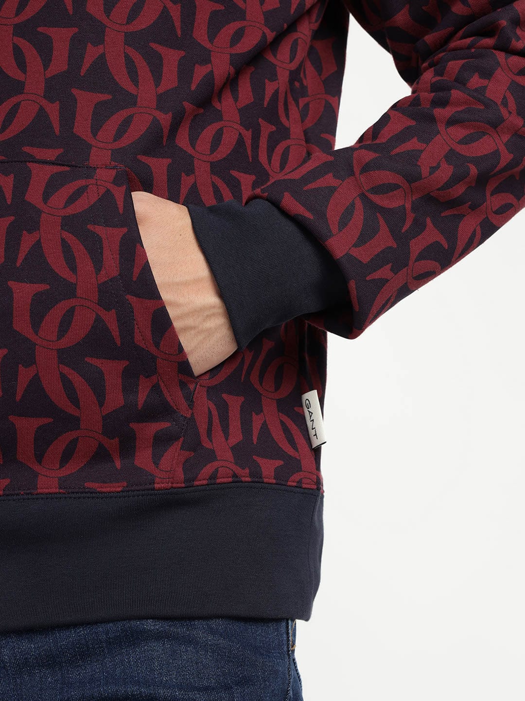 Gant Men Blue Printed Hooded Sweatshirt - Image 5