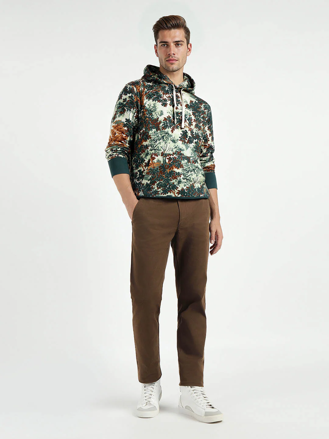 Gant Men Beige/Green Printed Hooded Sweatshirt - Image 2