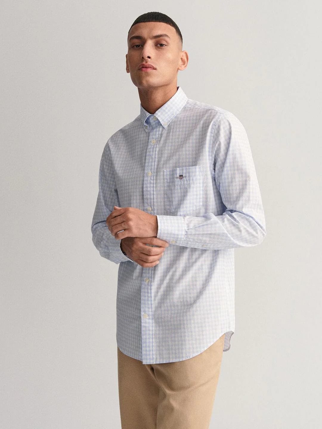 Gant Men Blue Check Collar Shirt - Image 5