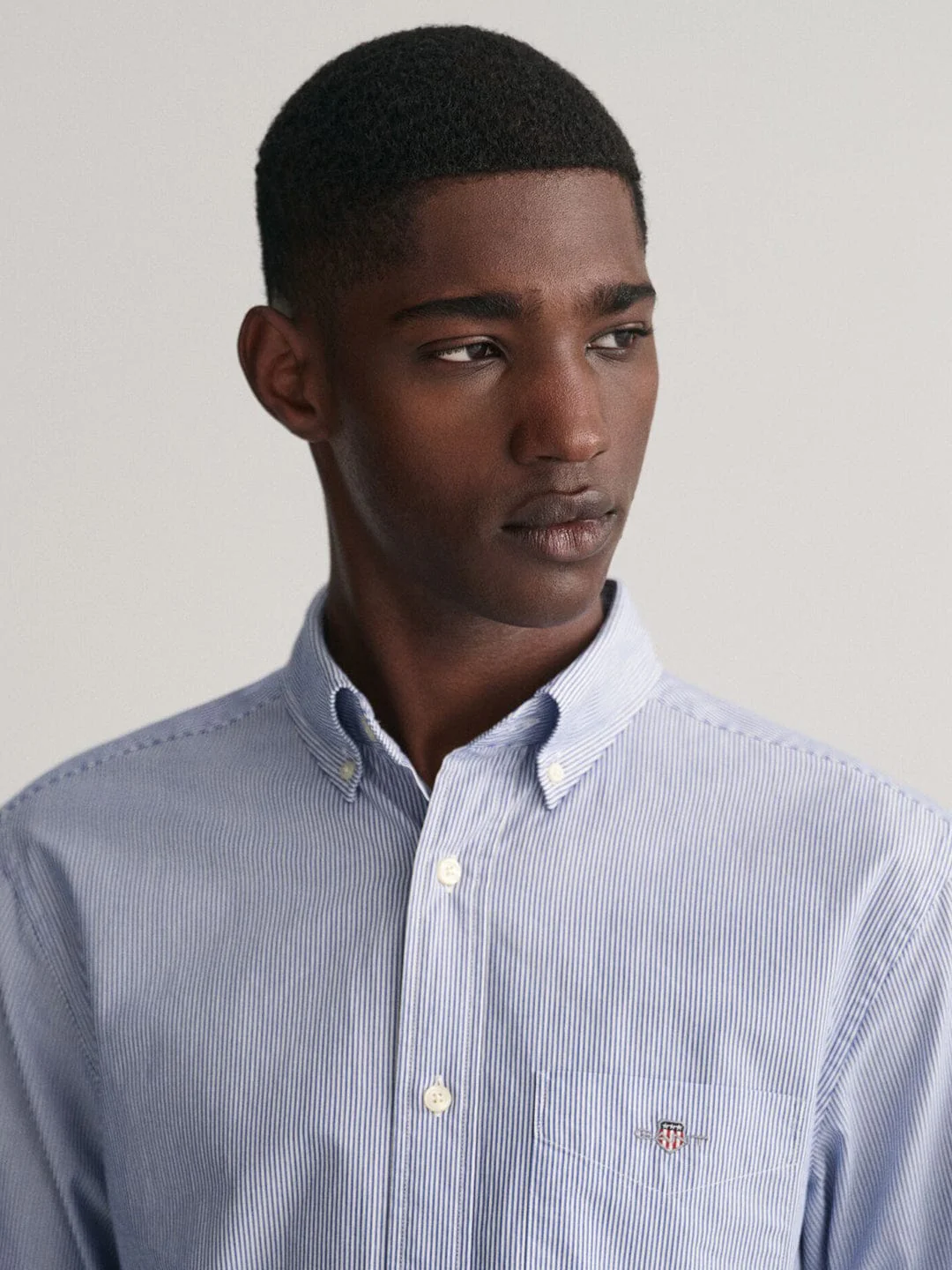 Gant Men Blue Striped Collar Shirt - Image 2