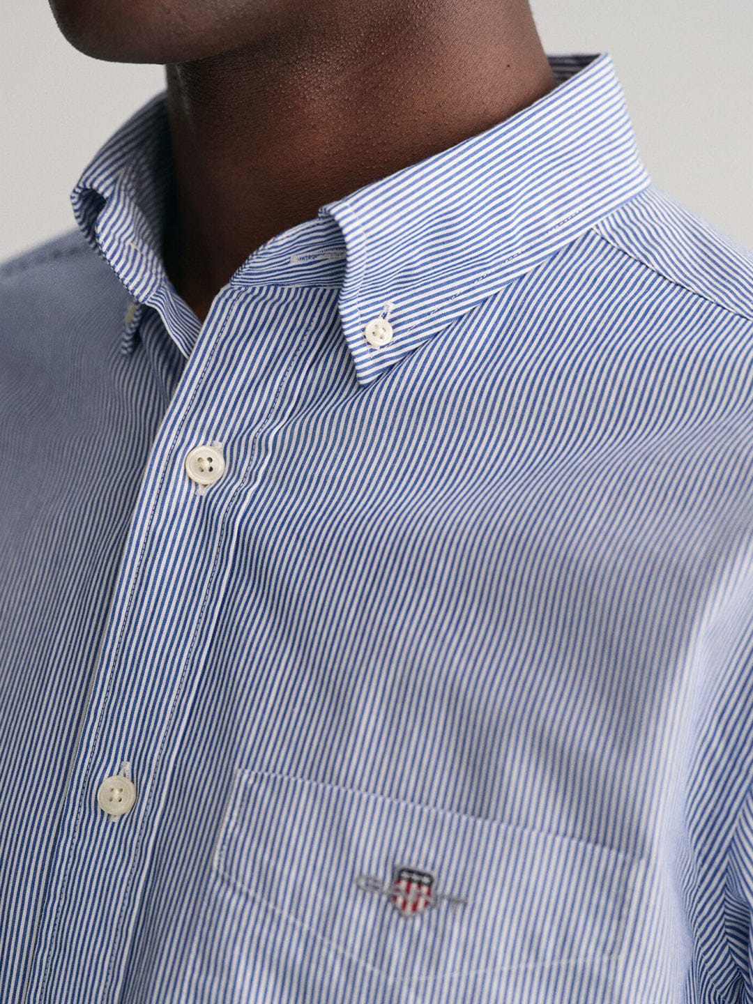 Gant Men Blue Striped Collar Shirt - Image 5