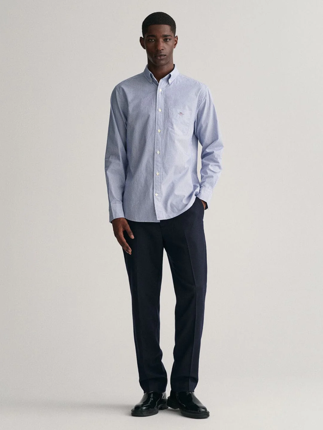 Gant Men Blue Striped Collar Shirt - Image 6