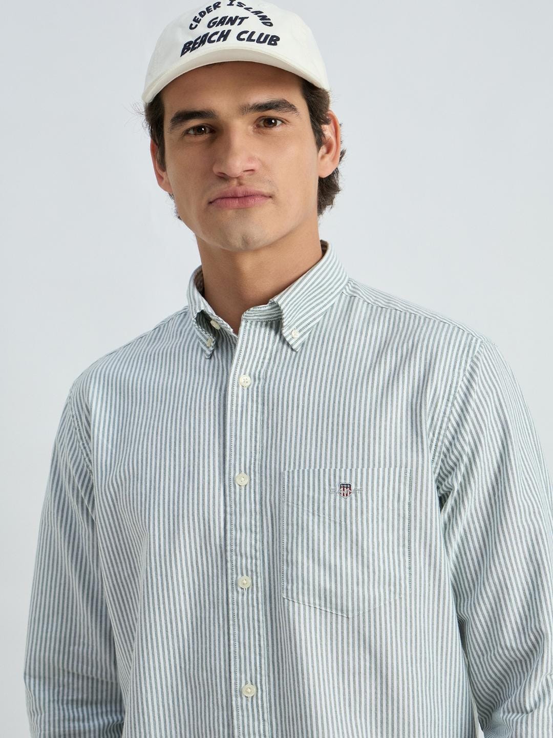 Gant Men Green Striped Collar Shirt - Image 2