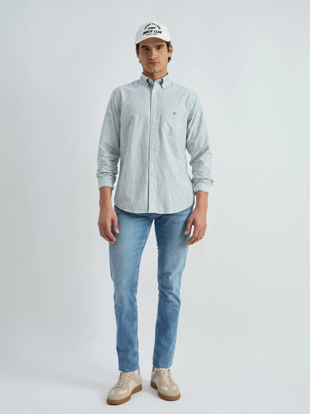 Gant Men Green Striped Collar Shirt - Image 4