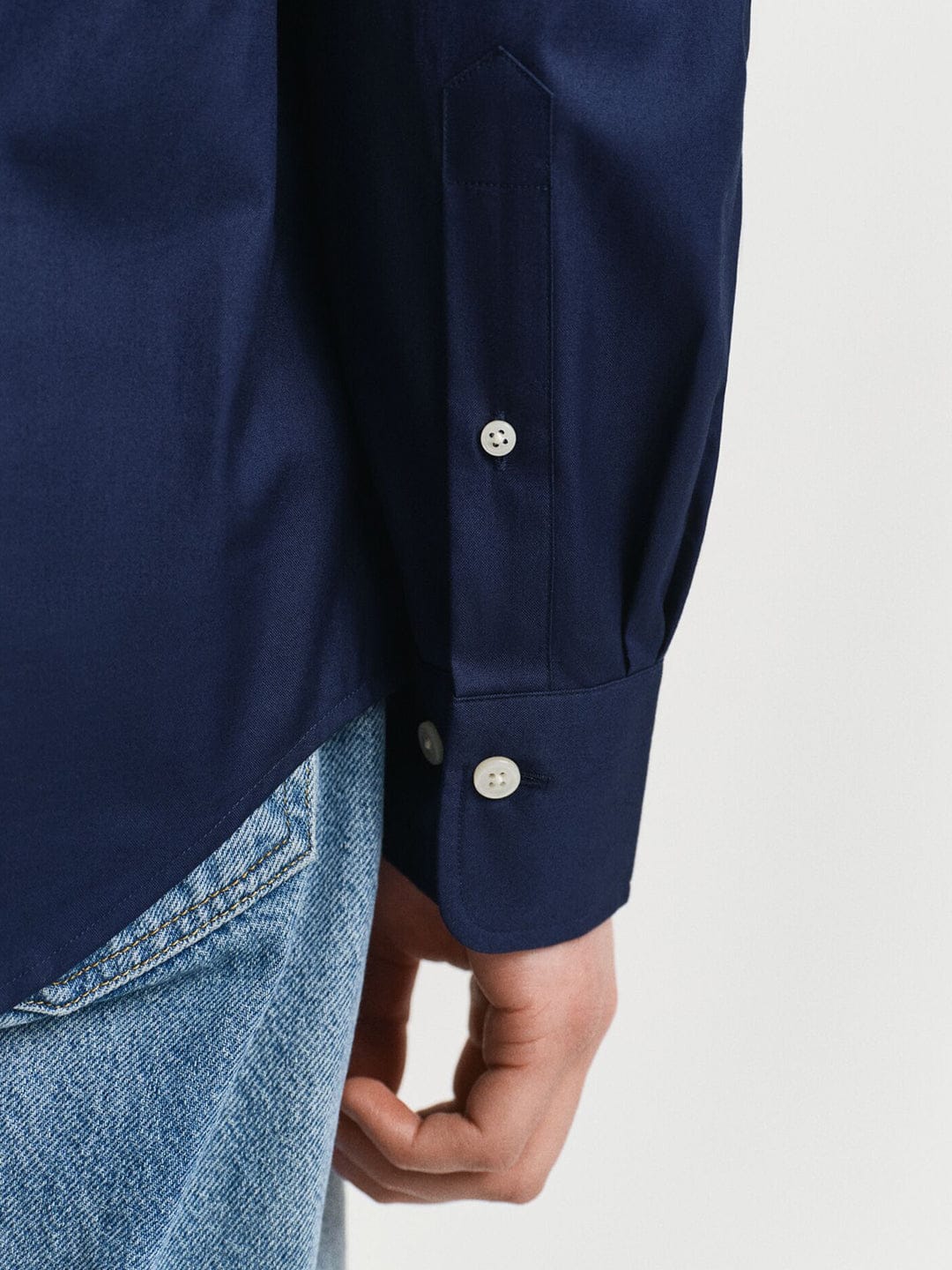 Gant Men Blue Solid Collar Shirt - Image 4