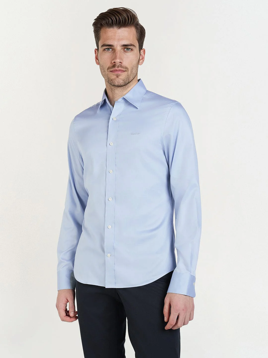 Gant Men Blue Solid Collar Shirt