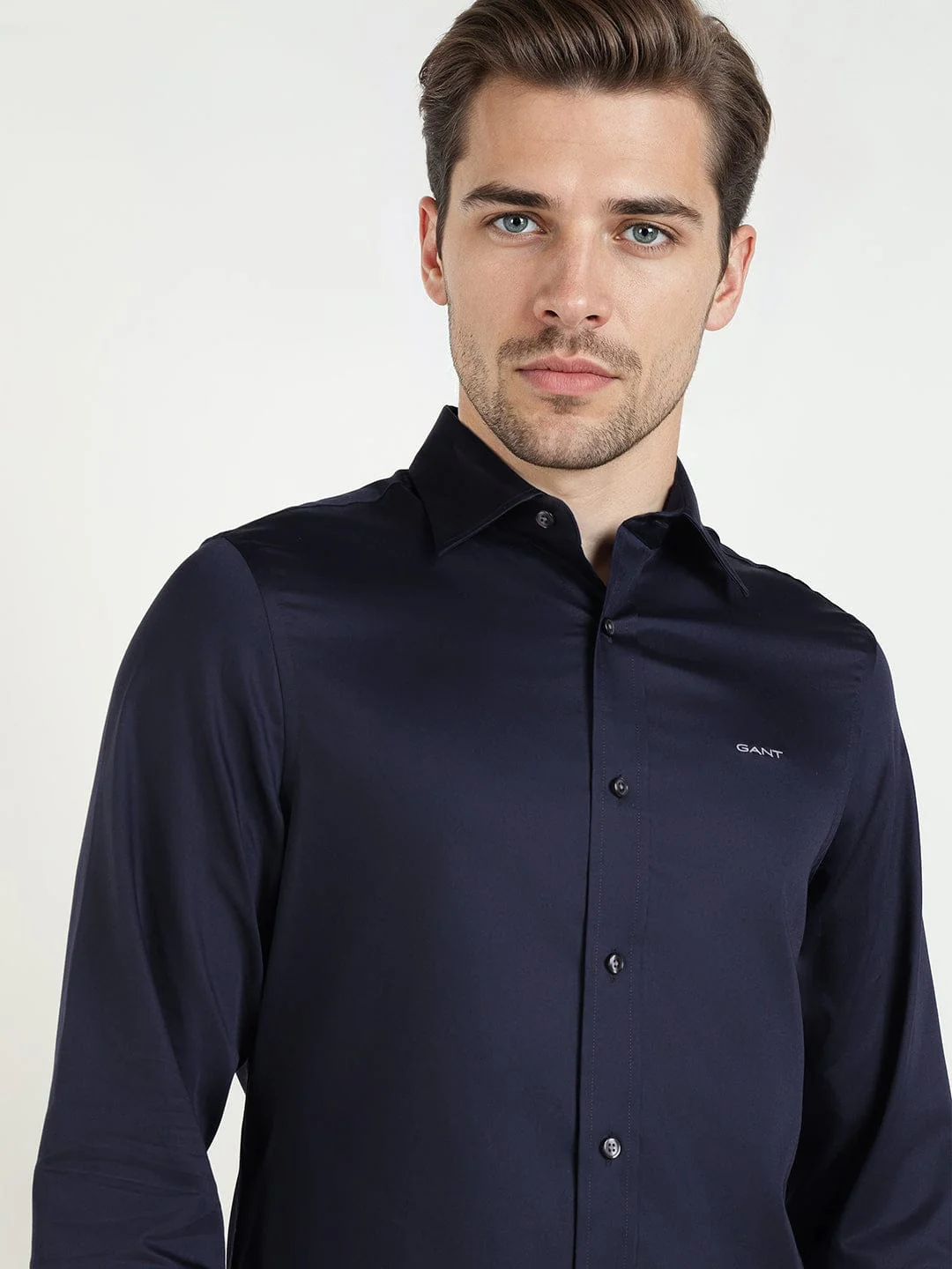 Gant Men Blue Solid Collar Shirt - Image 4