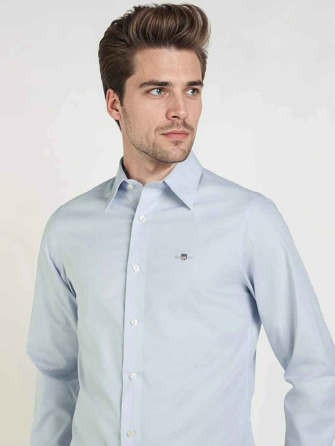 Gant Men Blue Solid Collar Shirt - Image 4