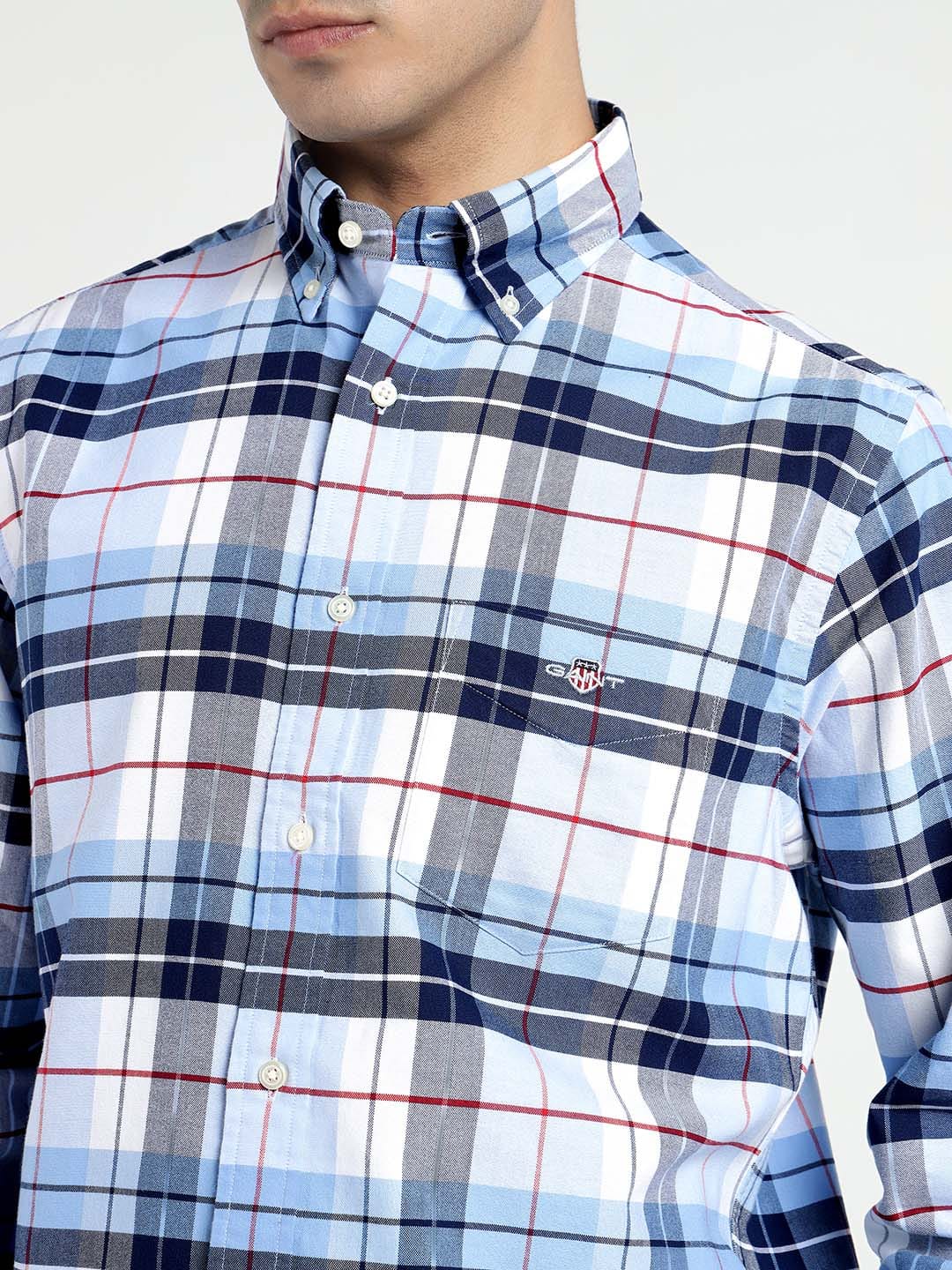 Gant Men Blue Checks Collar Shirt - Image 5