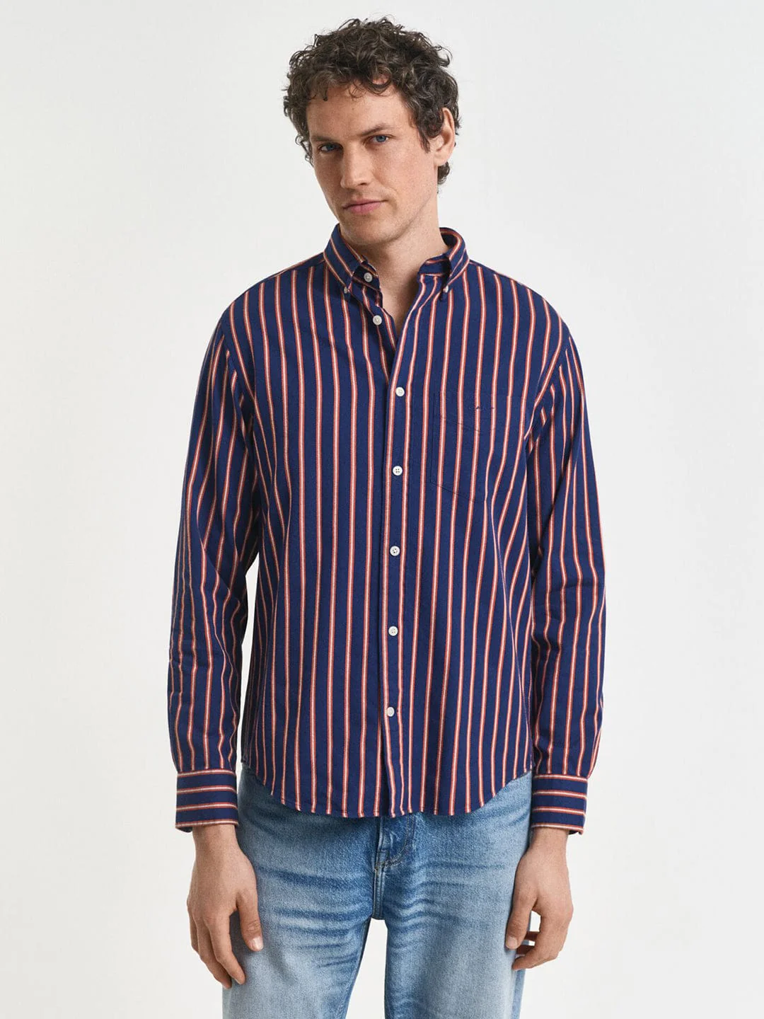 Gant Men Green Striped Collar Shirt - Image 4