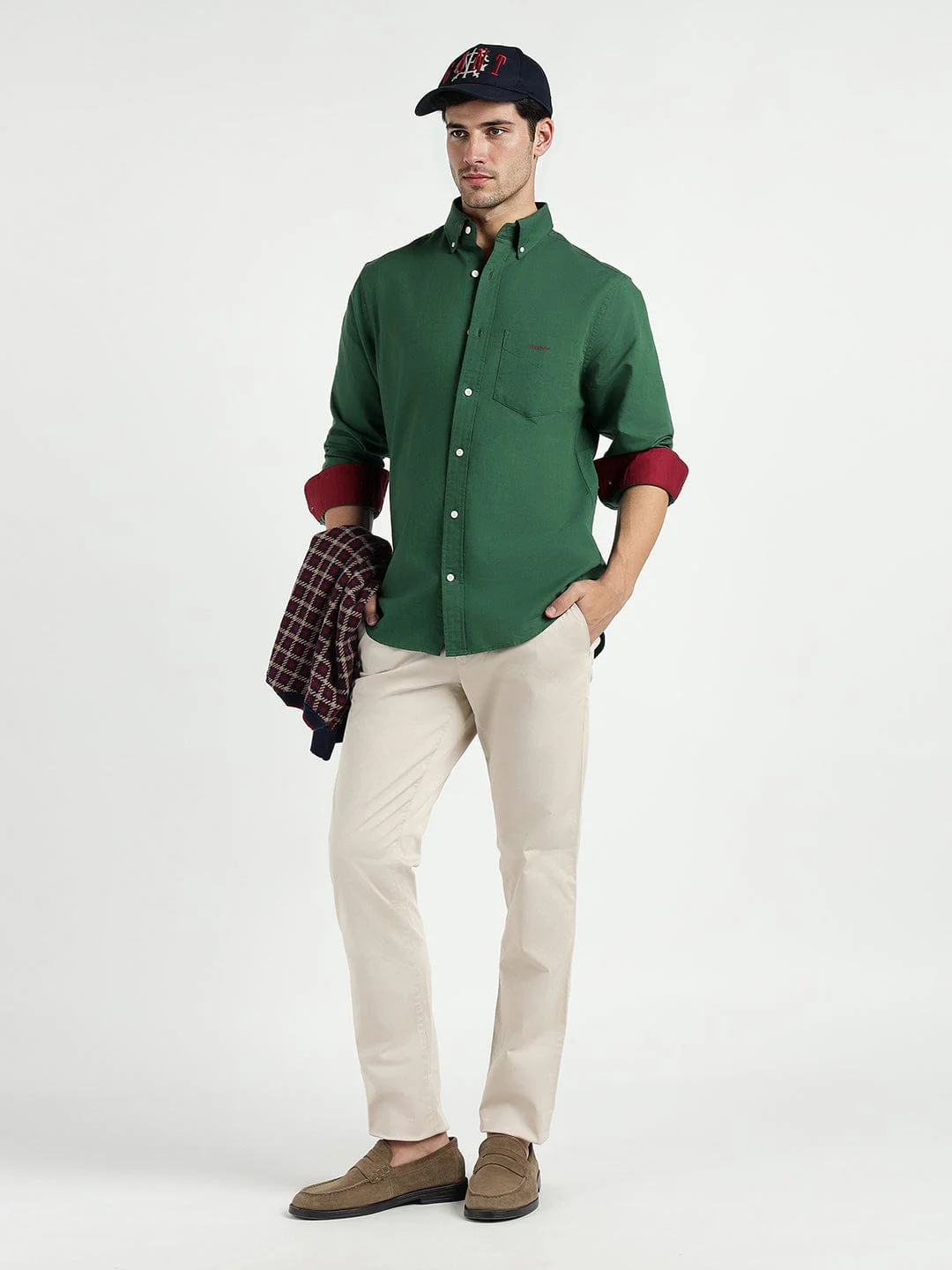 Gant Men Green Solid Collar Shirt - Image 2