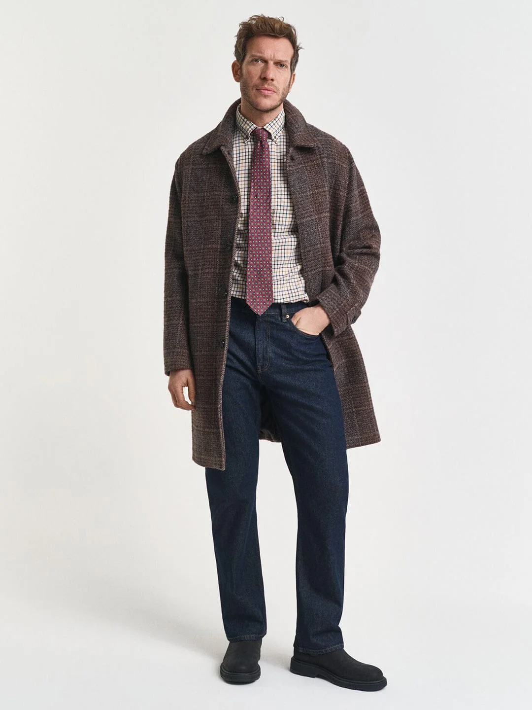 Gant Men Brown Checks Collar Shirt - Image 3