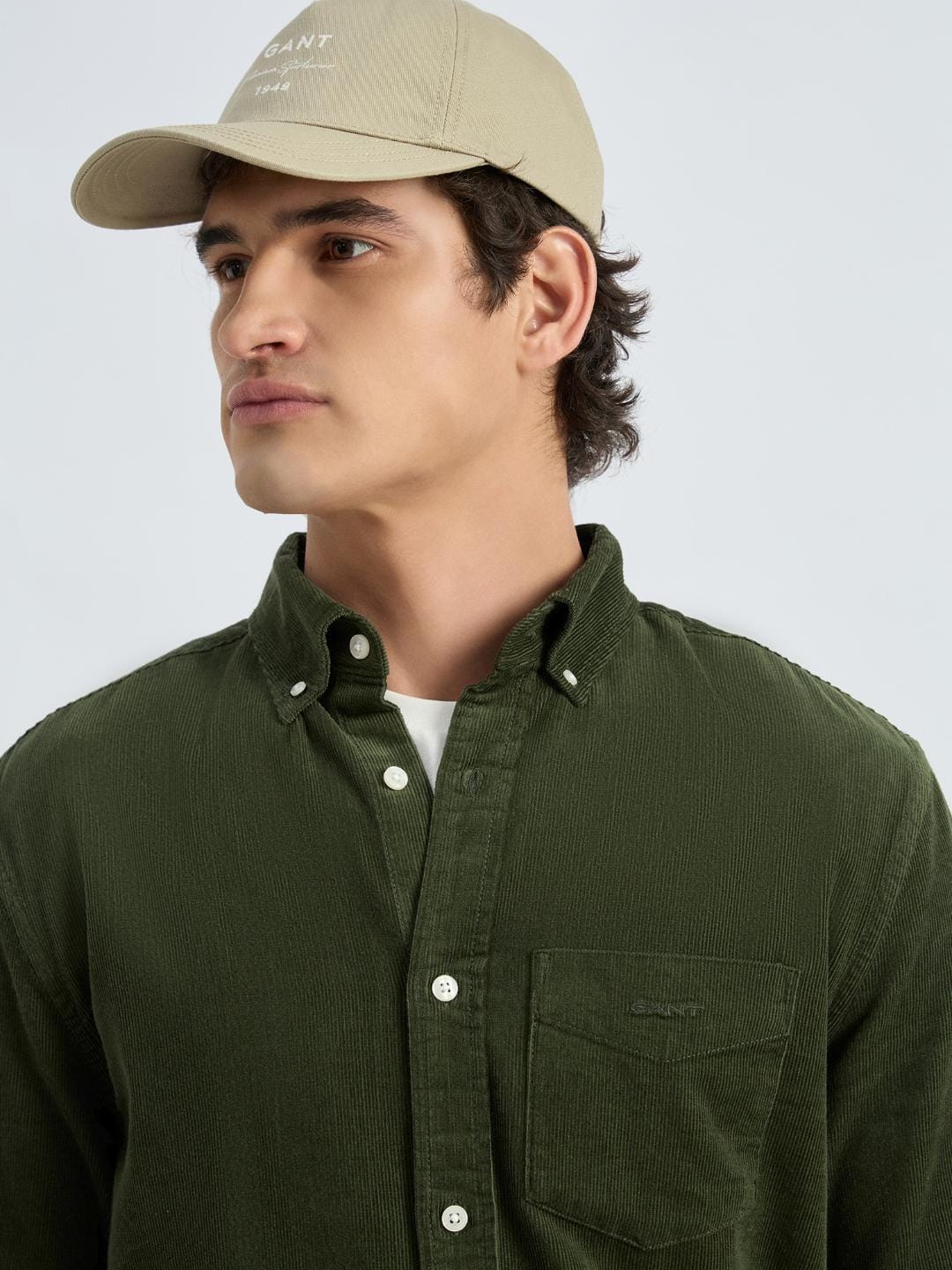 Gant Men Green Solid Collar Shirt - Image 2