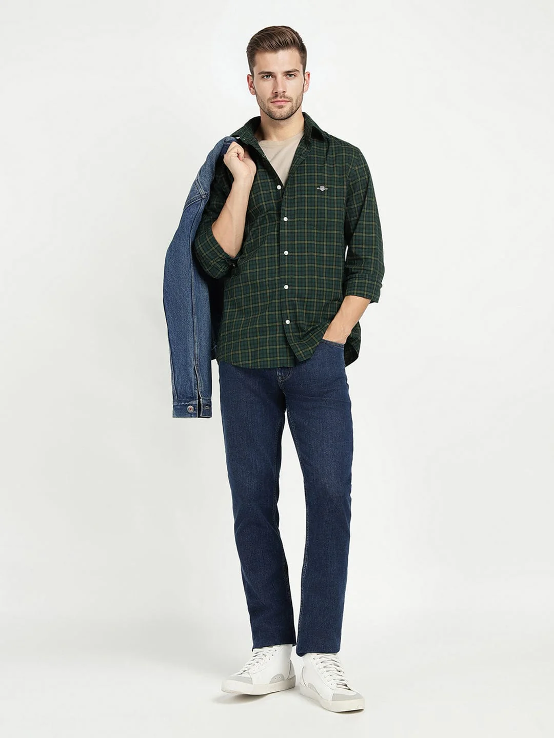 Gant Men Green Checks Collar Shirt - Image 2