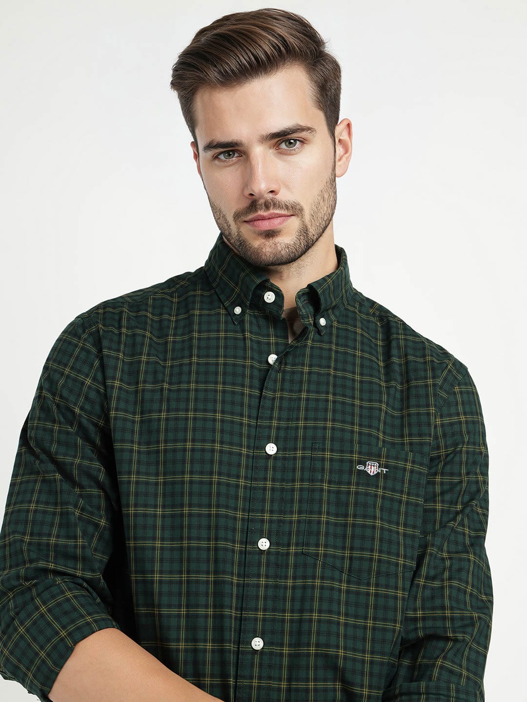 Gant Men Green Checks Collar Shirt - Image 4