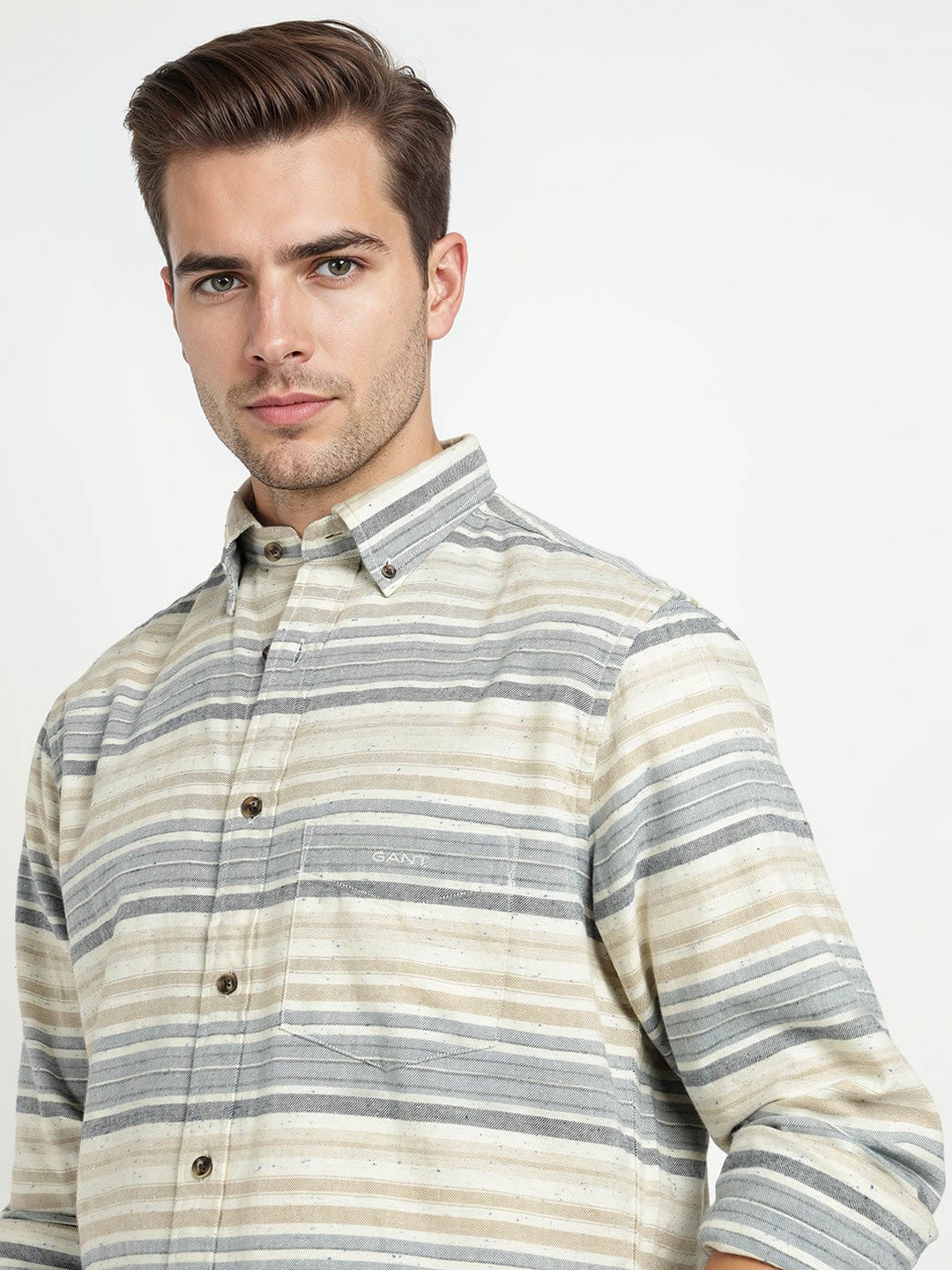 Gant Men Blue Striped Collar Shirt - Image 4