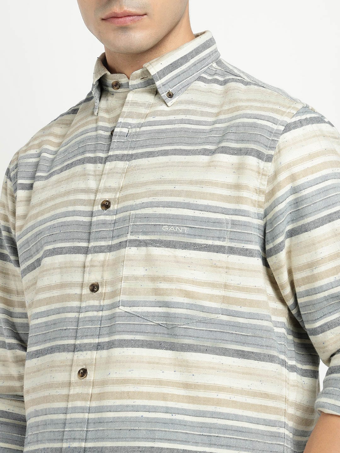 Gant Men Blue Striped Collar Shirt - Image 7