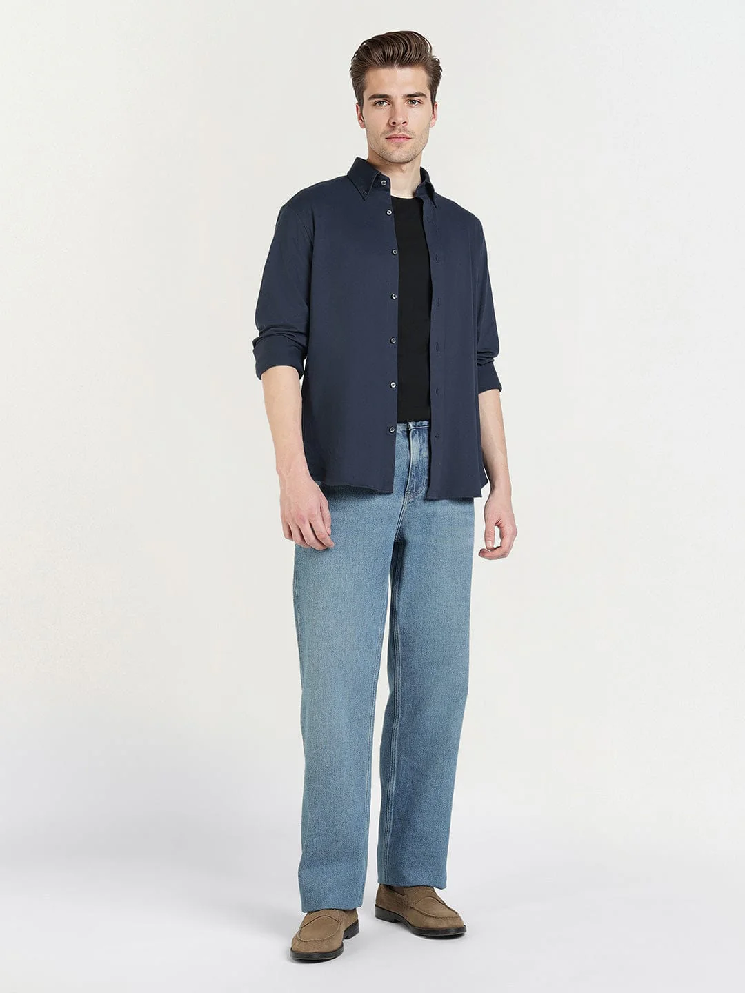 Gant Men Blue Solid Collar Shirt - Image 2