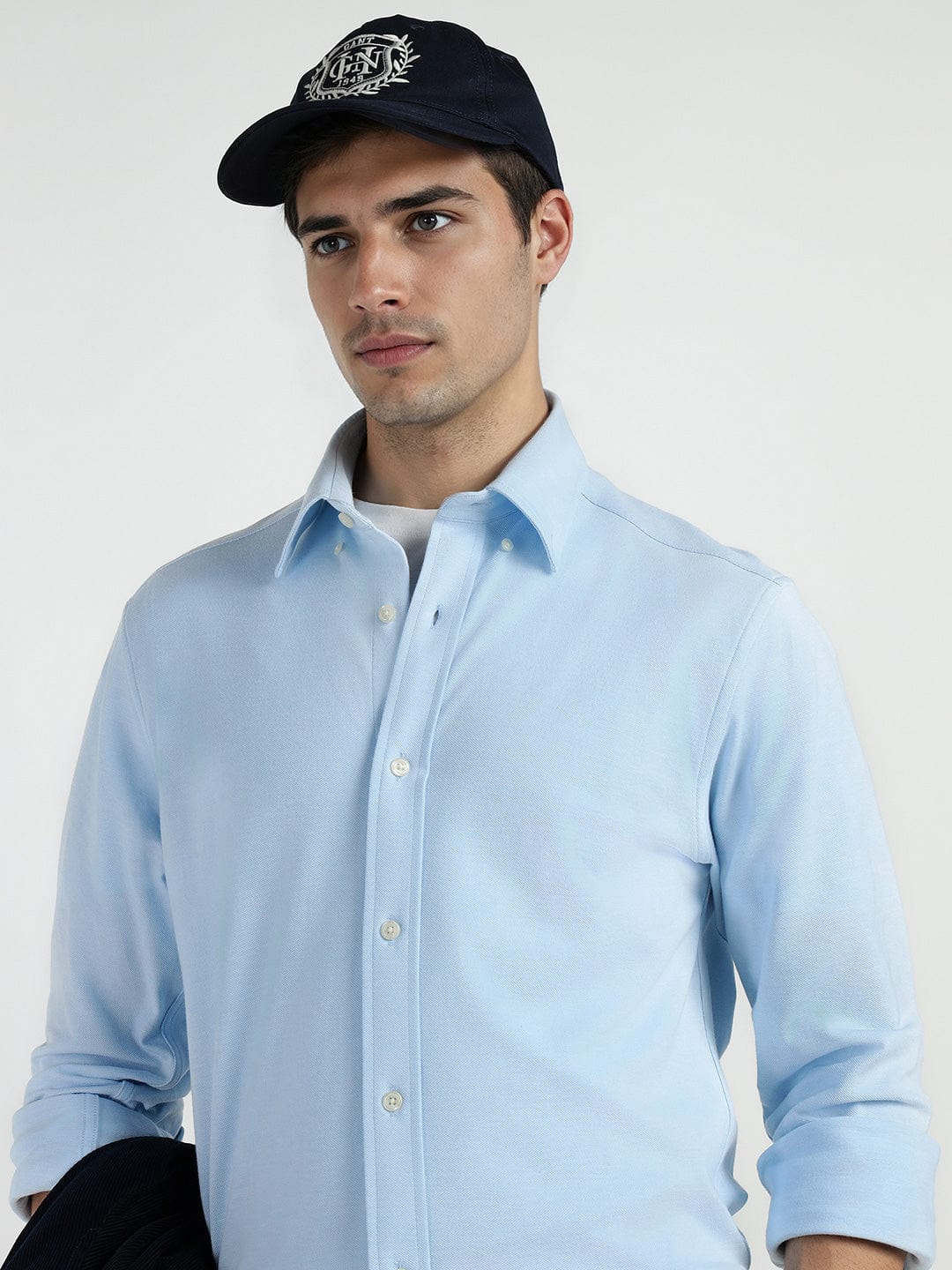 Gant Men Blue Solid Collar Shirt - Image 4