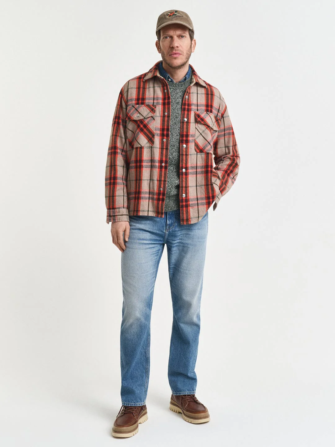Gant Men Orange Checks Collar Shirt - Image 3