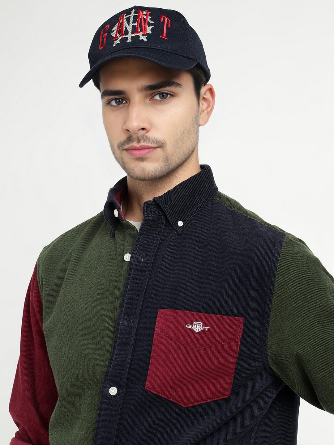 Gant Men Green Coloublocked Collar Shirt - Image 4