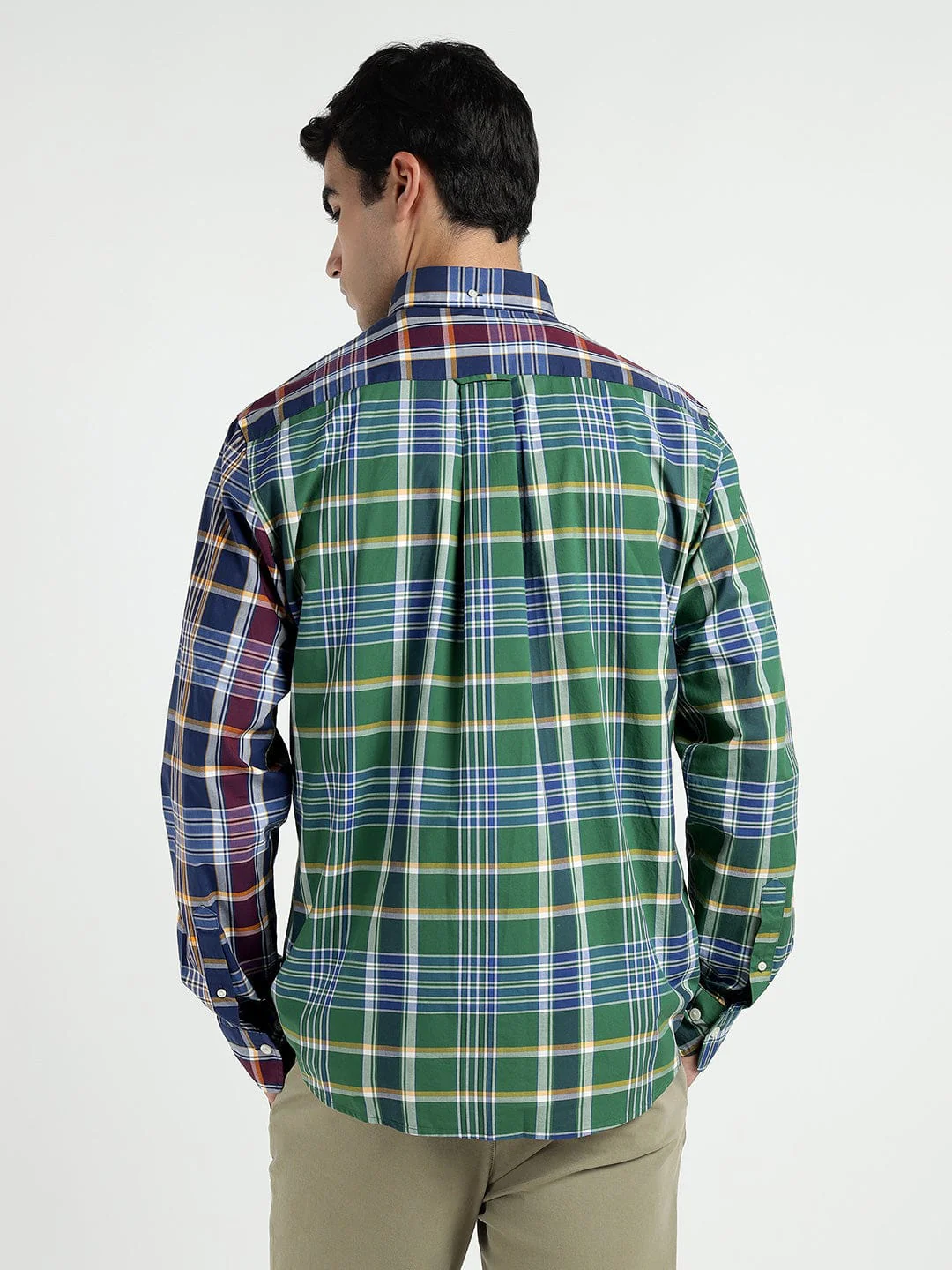 Gant Men Green Coloublocked Collar Shirt - Image 3