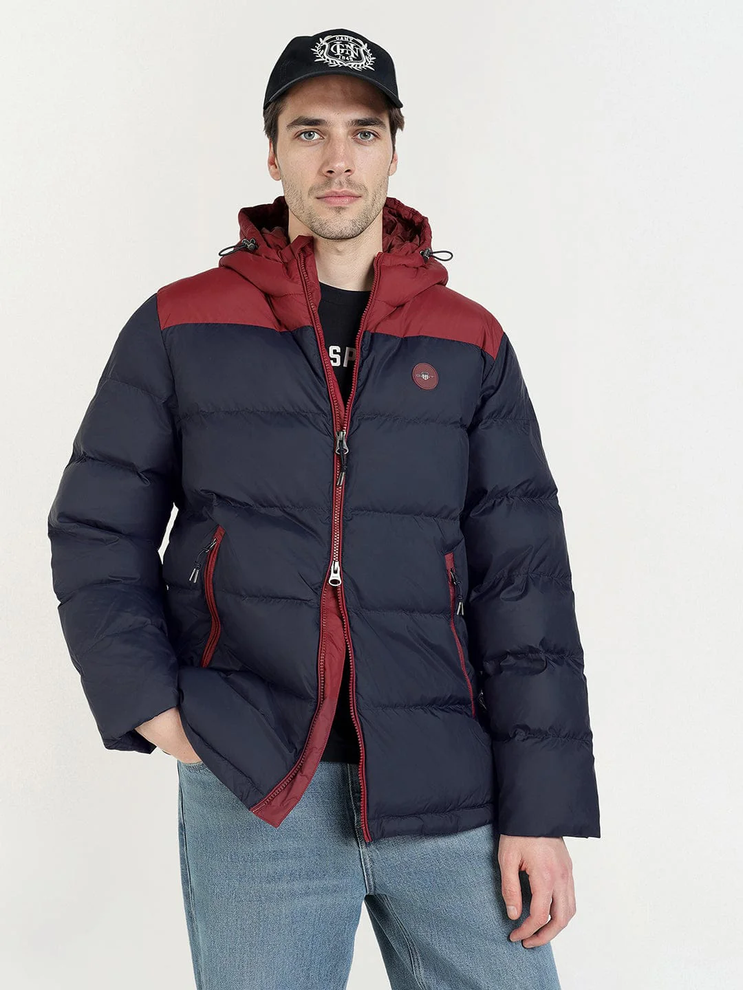Gant Men Blue Coloublocked Collar Jacket