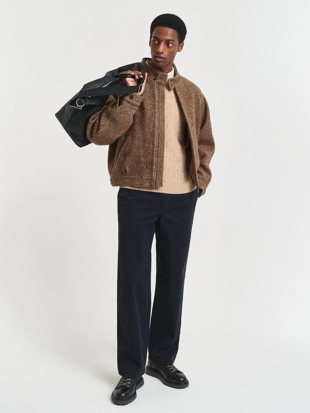 Gant Men Khaki Solid Crew Neck Sweater - Image 3