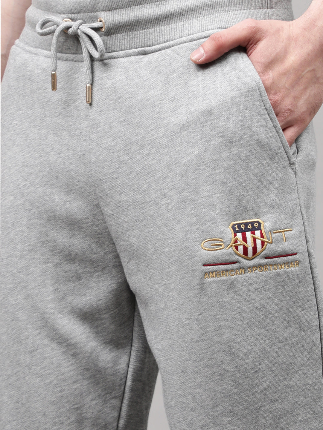 Gant Men Grey Solid Cotton Jogger - Image 6