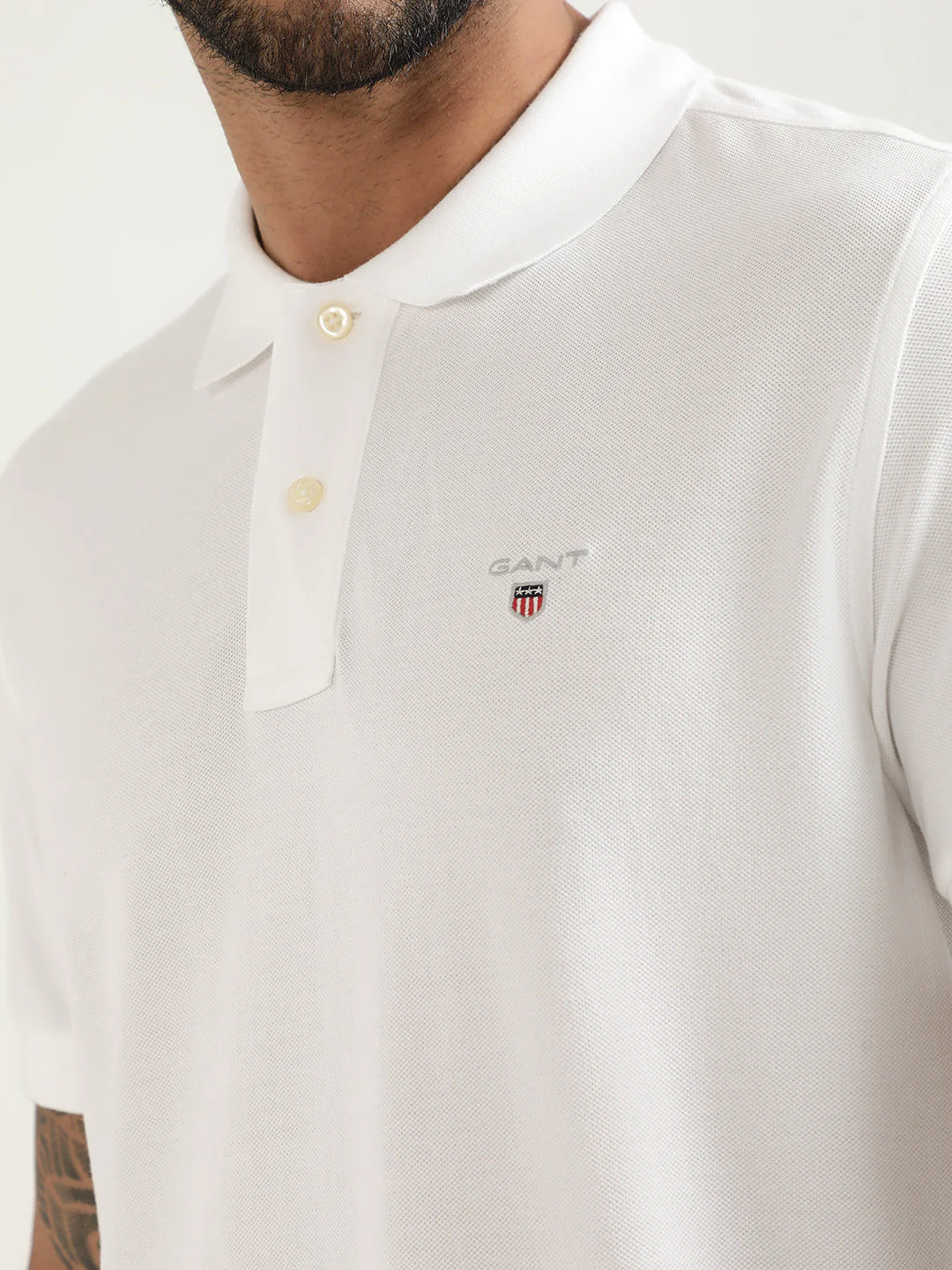 Gant White Original Regular Fit Pique Polo Tshirt - Image 5