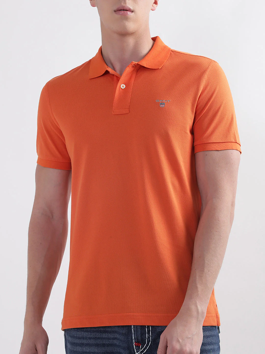 Gant Orange Original Regular Fit Pique Polo Tshirt - Image 3