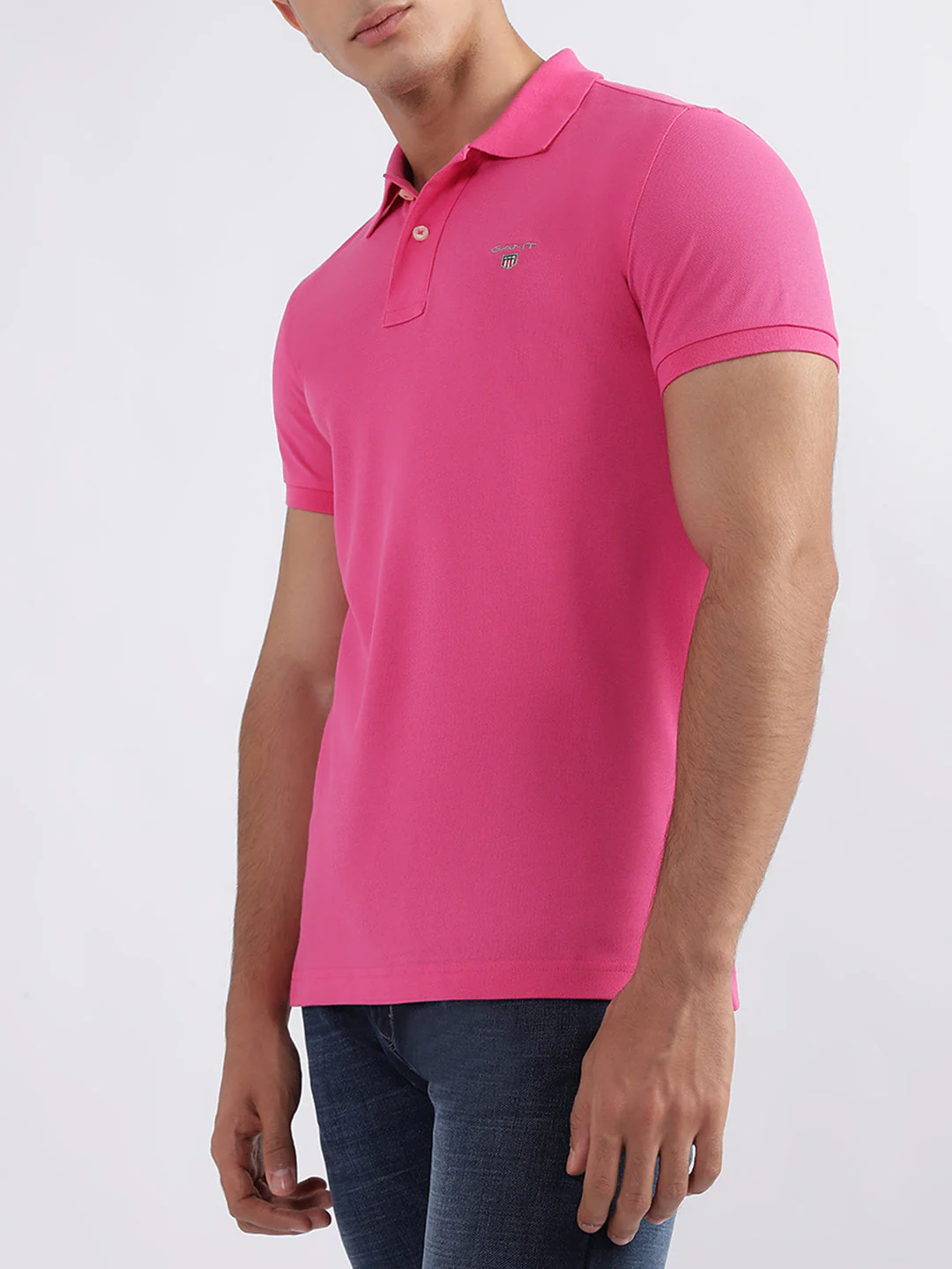 Gant Pink Original Slim Fit Pique Polo Tshirt - Image 3
