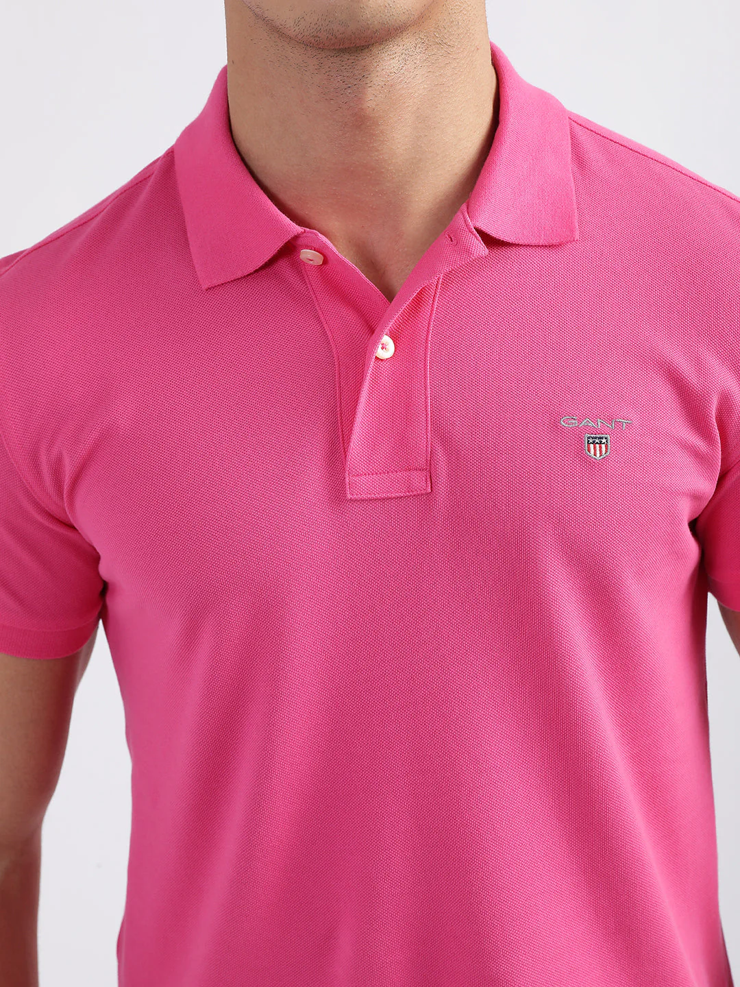 Gant Pink Original Slim Fit Pique Polo Tshirt - Image 7