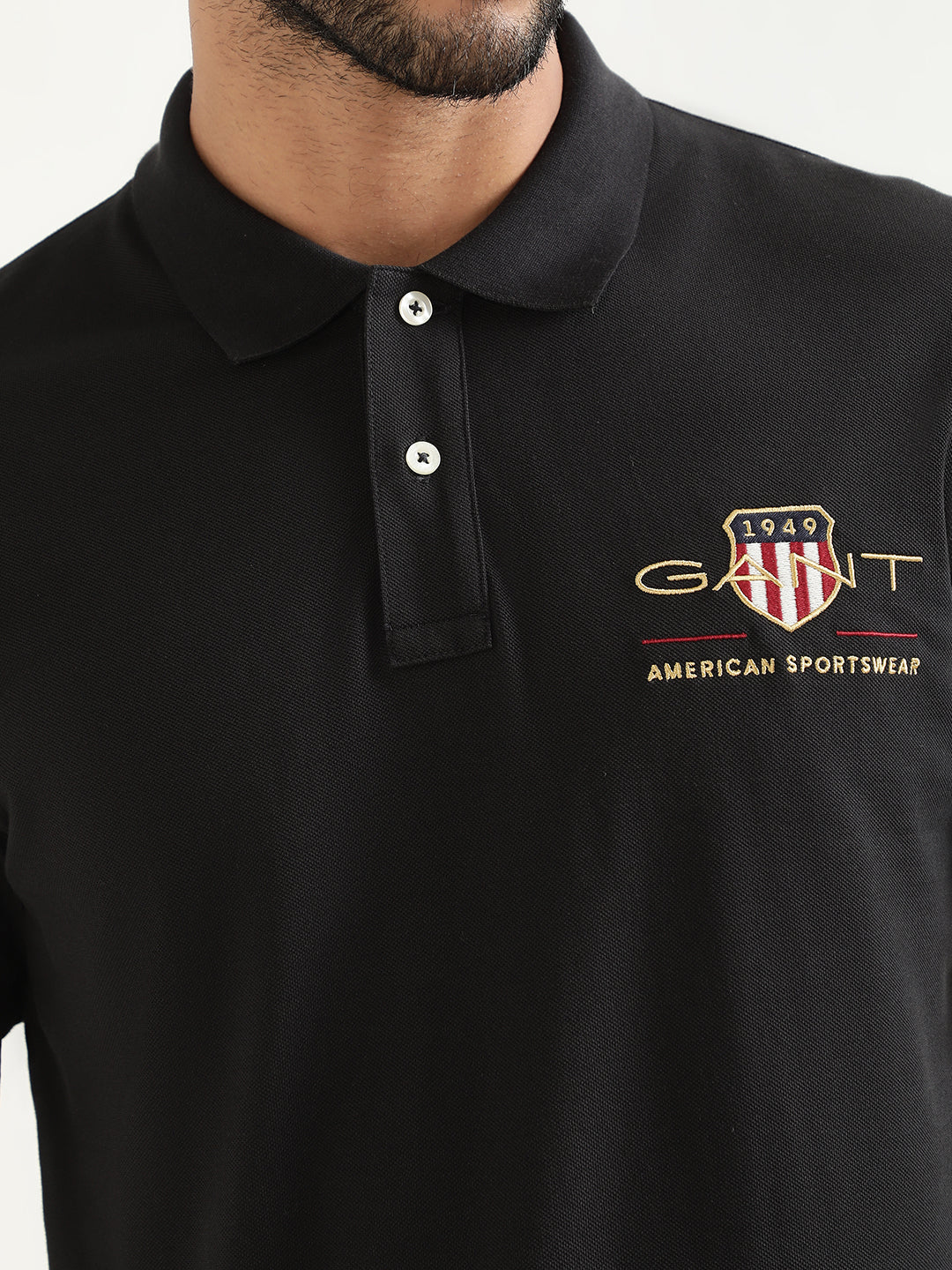 Gant Black Logo Regular Fit Polo T-Shirt - Image 6