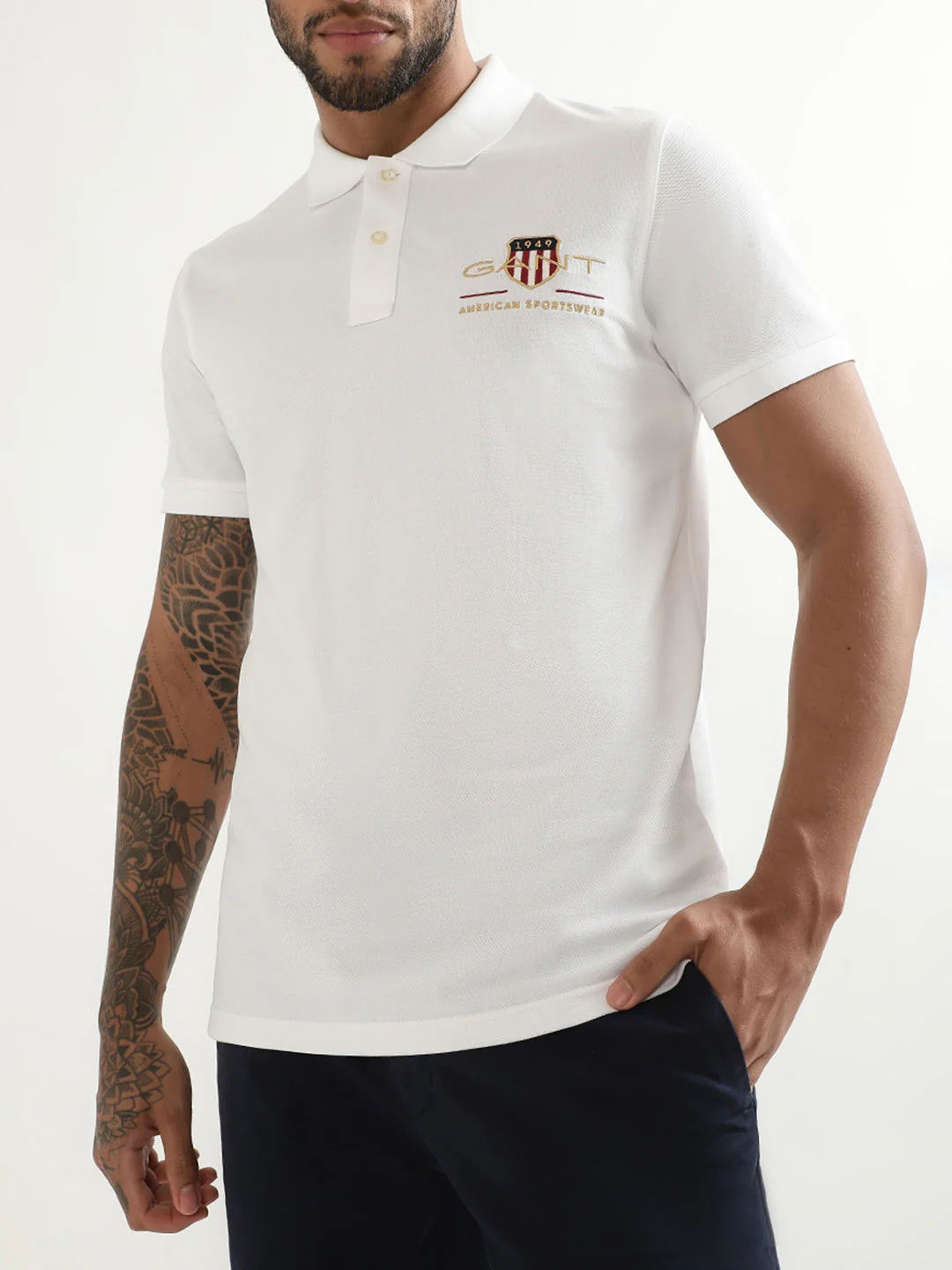 Gant White Logo Regular Fit Polo T-Shirt - Image 5