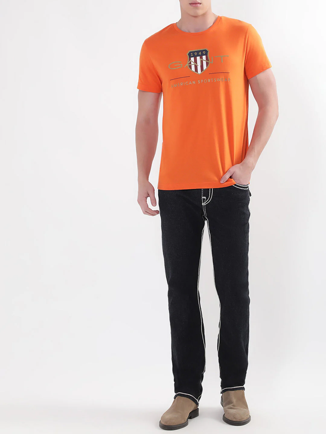 Gant Orange Archive Shield Logo Regular Fit Tshirt - Image 4