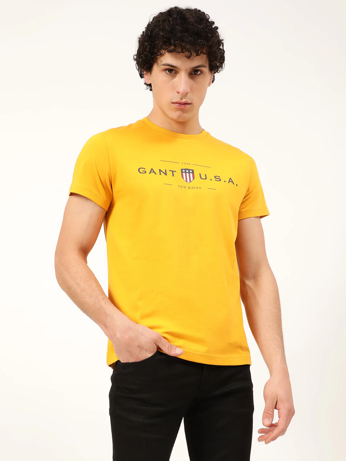 Gant Yellow Logo Regular Fit Tshirt - Image 4