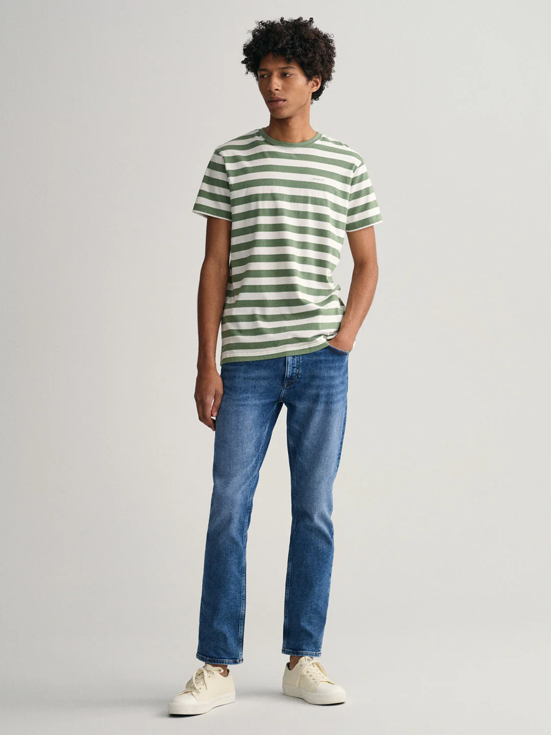 Gant Green Striped Regular Fit Tshirt - Image 4